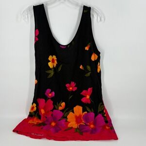 Dotti Black Floral Tank Top Sleeveless‎ Casual Summer Top